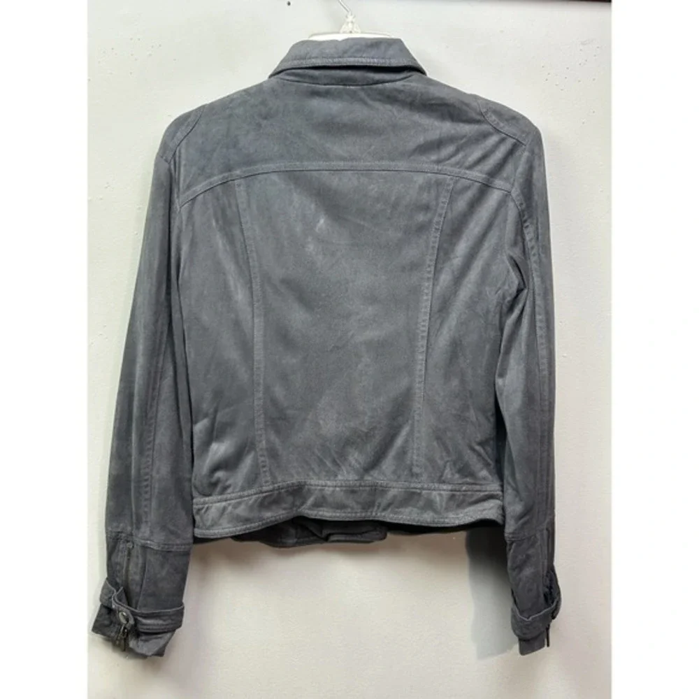 BNCI by Blanc Noir Jacket Womens XS Gray Moto‎ Biker Asymmetrical Zip Suede Look